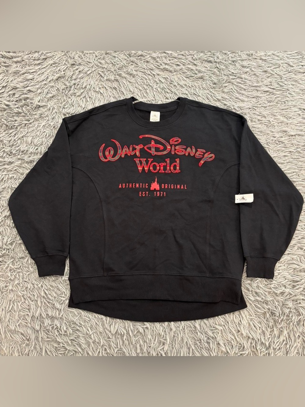 NEW 2025 Disney World Unisex Christmas Holiday Black Pullover Sweatshirt Plaid S
